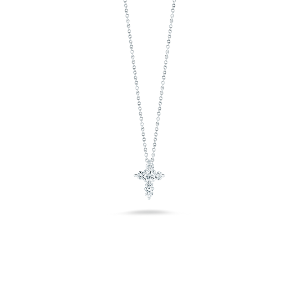 TINY TREASURES MINI DIAMOND CROSS NECKLACE by Roberto Coin