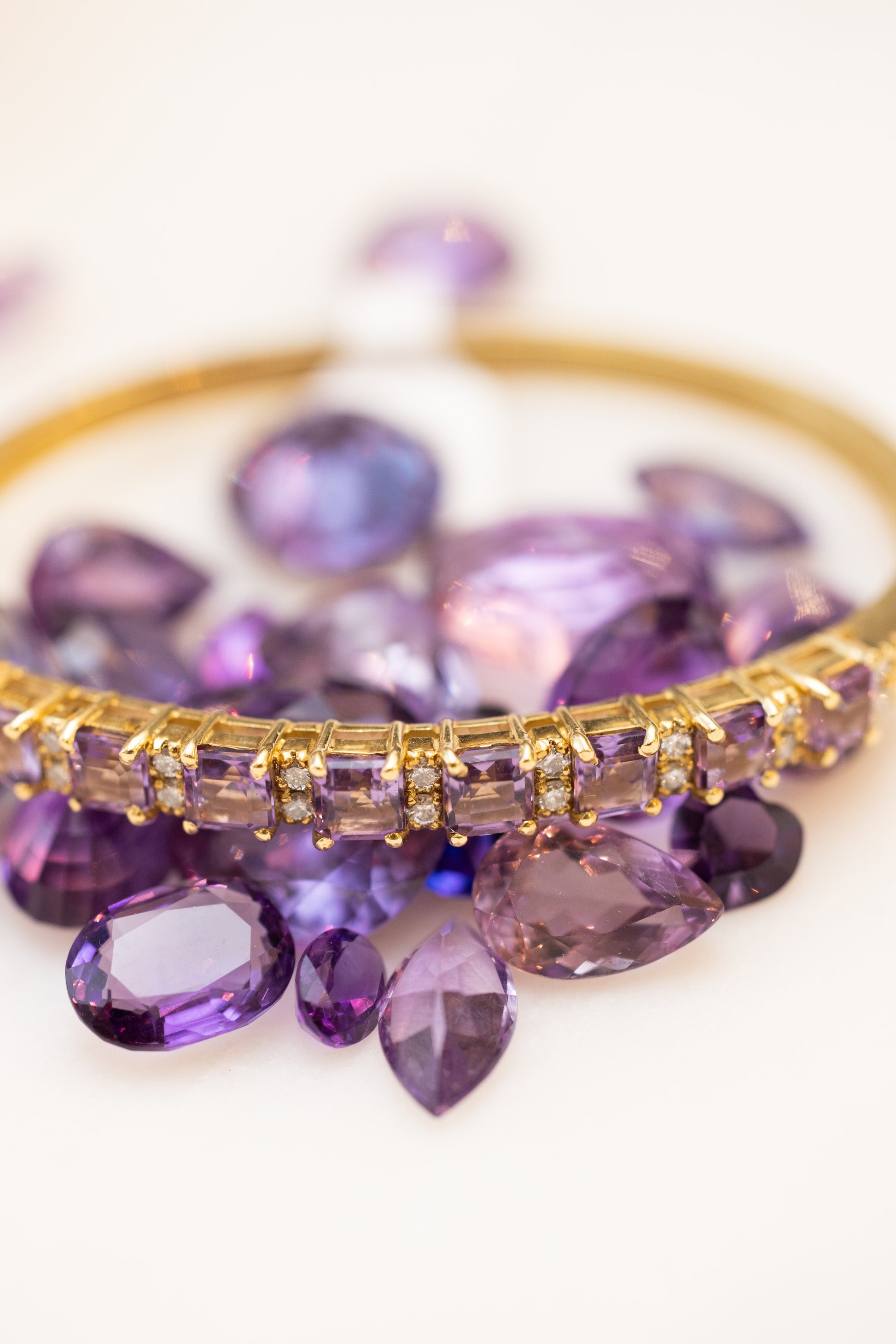 Amethyst and Diamond Bangle Bracelet