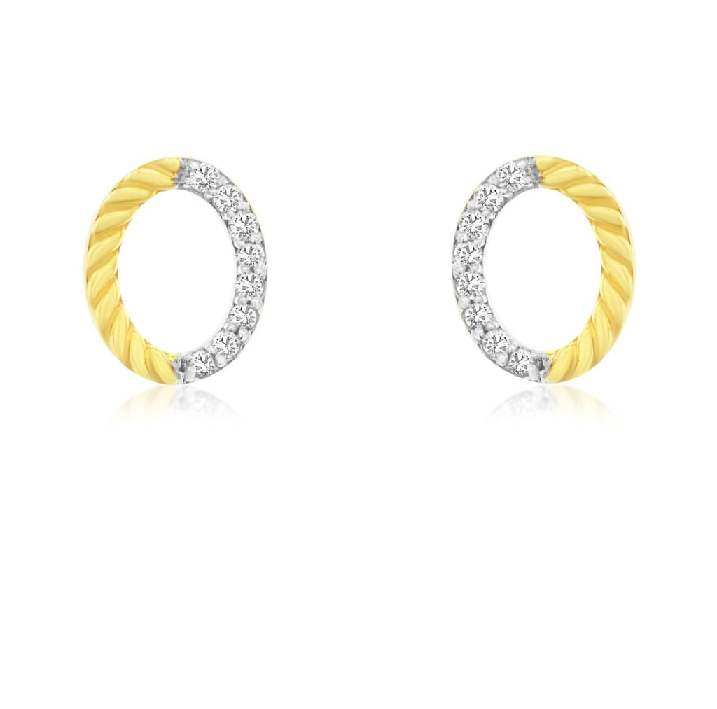 Gold and Diamond Open Circle Studs