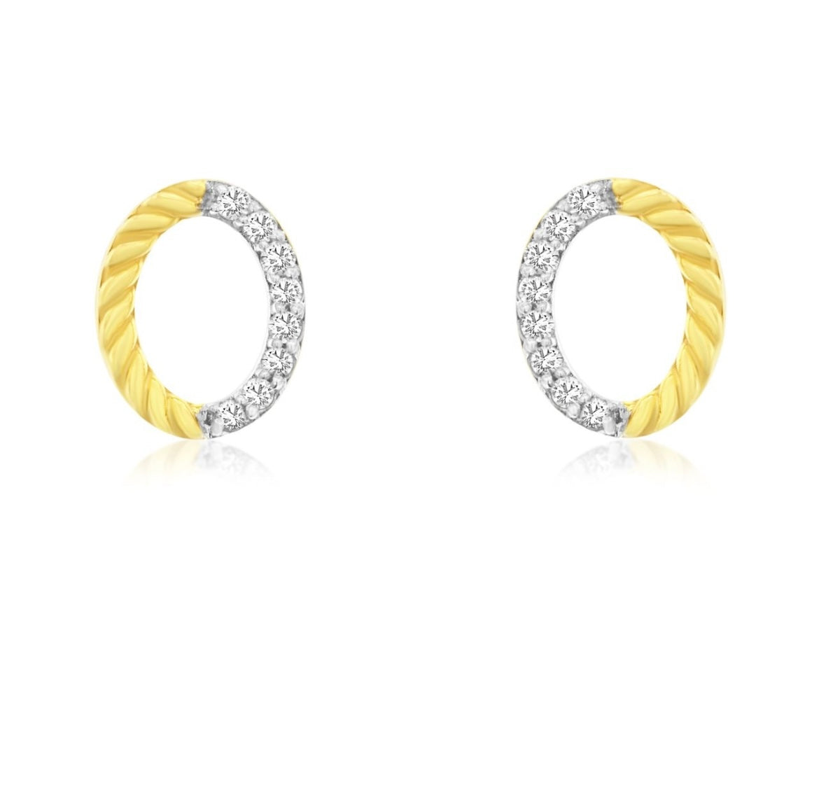 Gold and Diamond Open Circle Studs