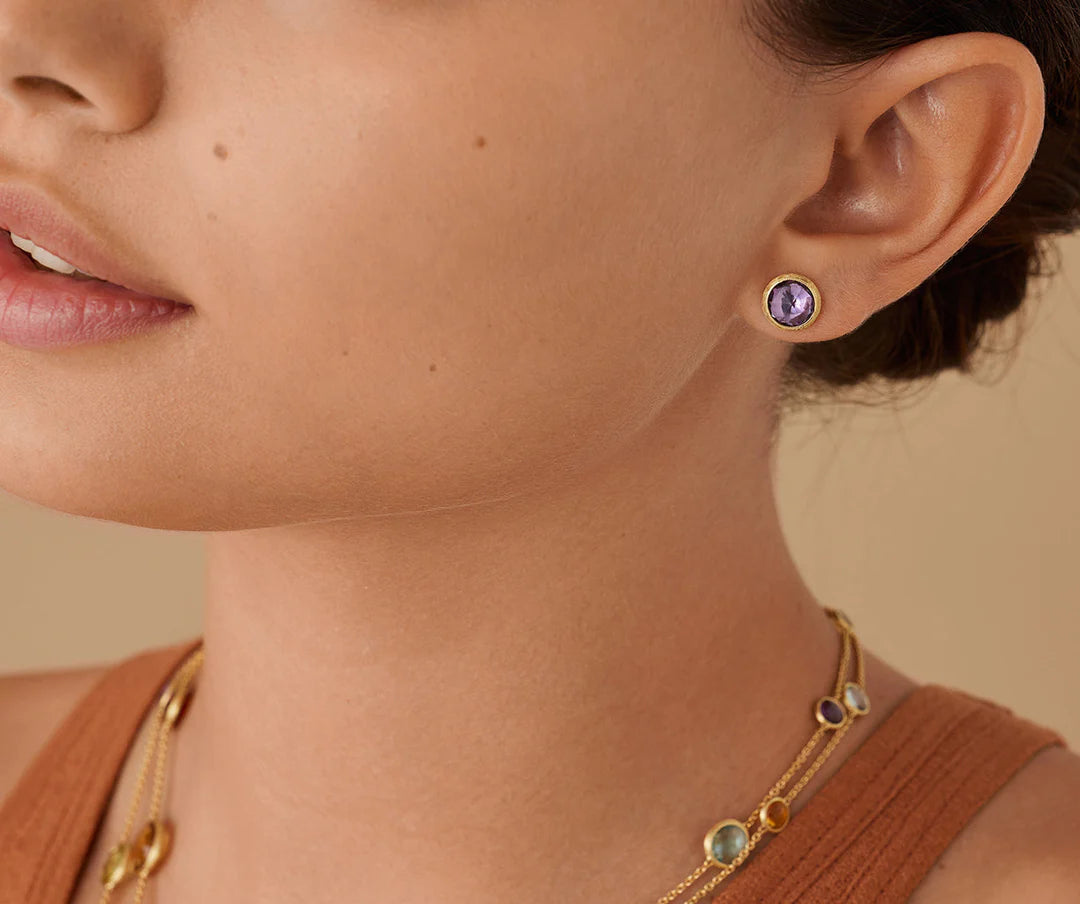 JAIPUR COLOR: 18K Yellow Gold Amethyst Stud Earrings by Marco Bicego