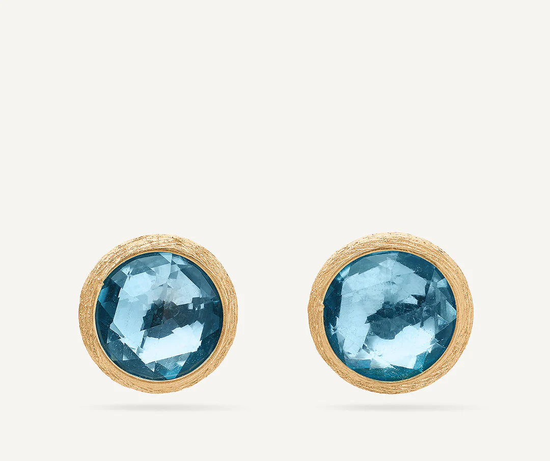 JAIPUR COLOR: 18K Yellow Gold Blue Topaz Stud Earrings by Marco Bicego