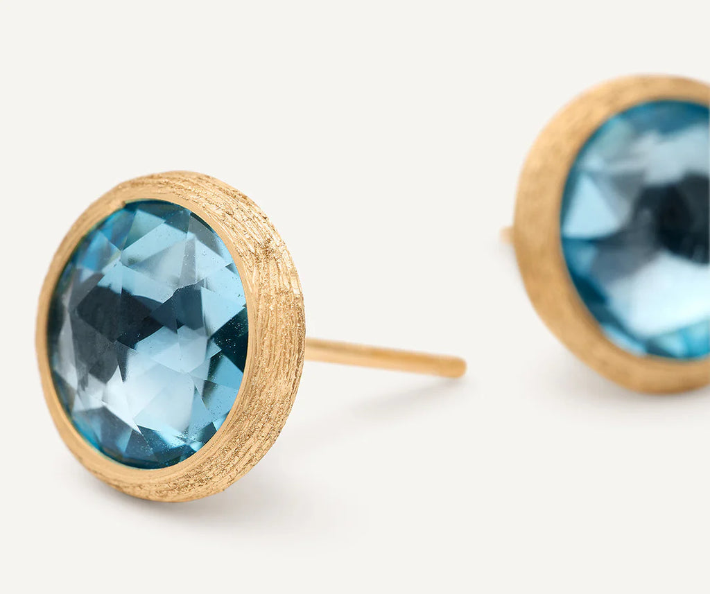 JAIPUR COLOR: 18K Yellow Gold Blue Topaz Stud Earrings by Marco Bicego