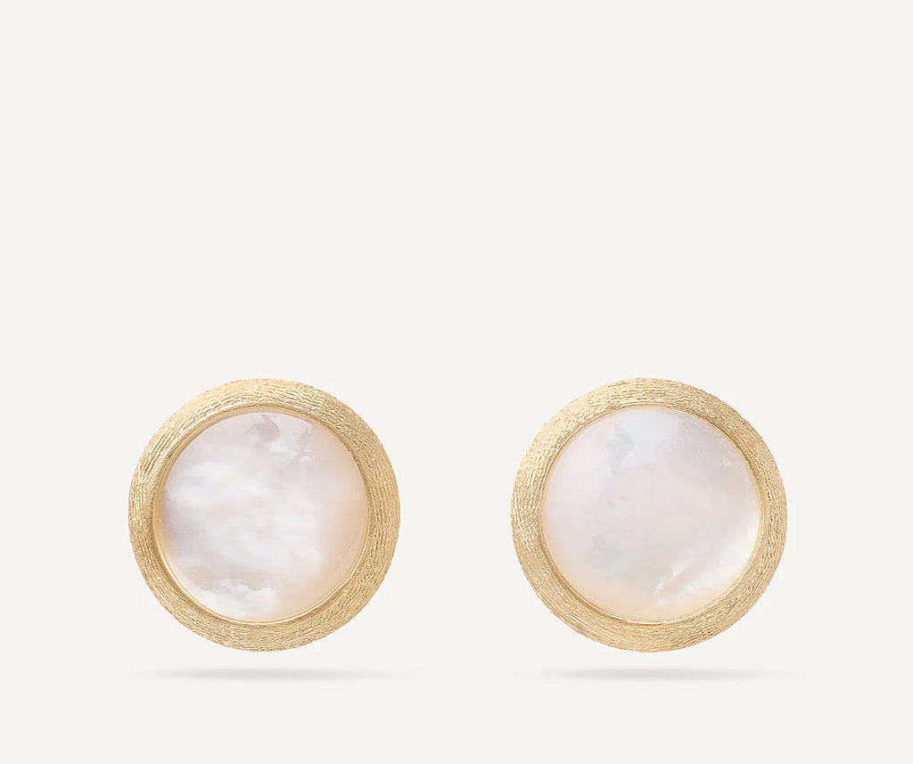 JAIPUR COLOR  18K Yellow Gold Mother of Pearl Stud Earrings
