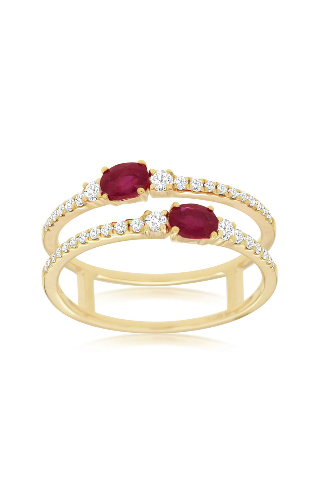 Double Row Ruby and Diamond Ring