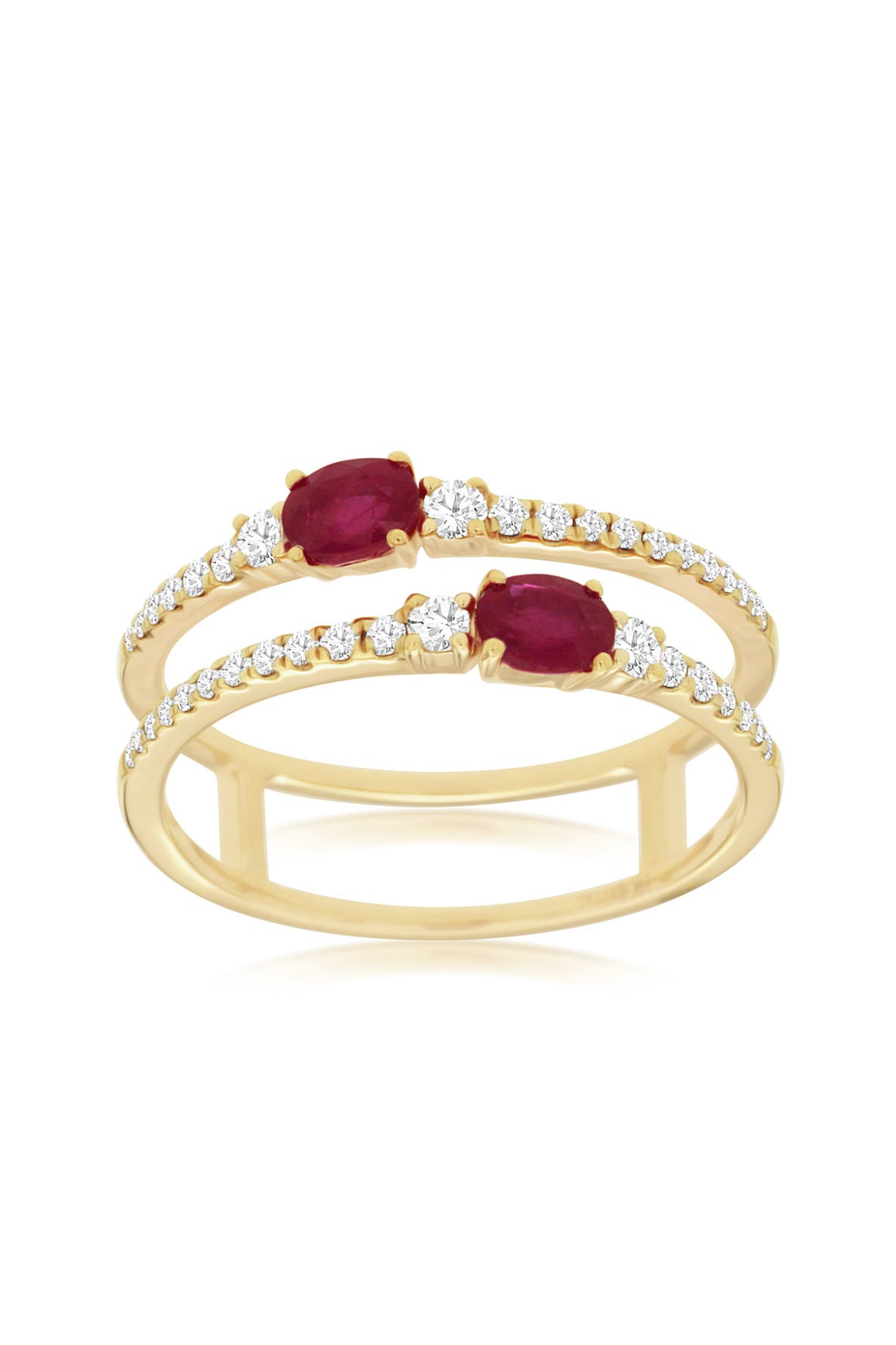 Double Row Ruby and Diamond Ring