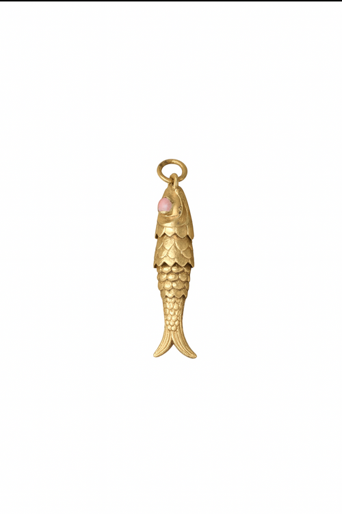 14k Vintage Articulated Fish Pendant