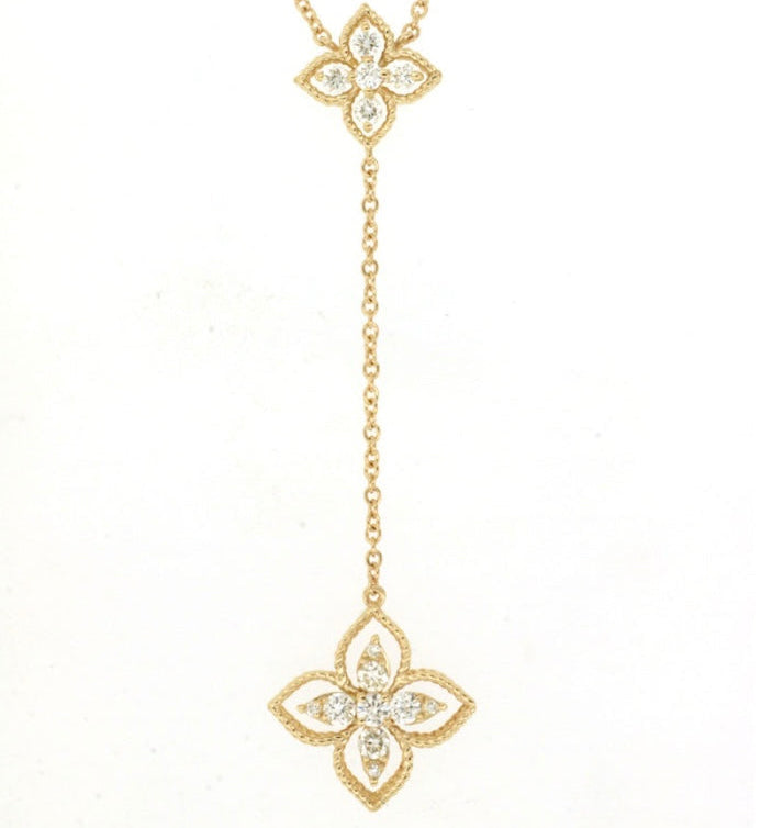 Flower Diamond Drop Necklace