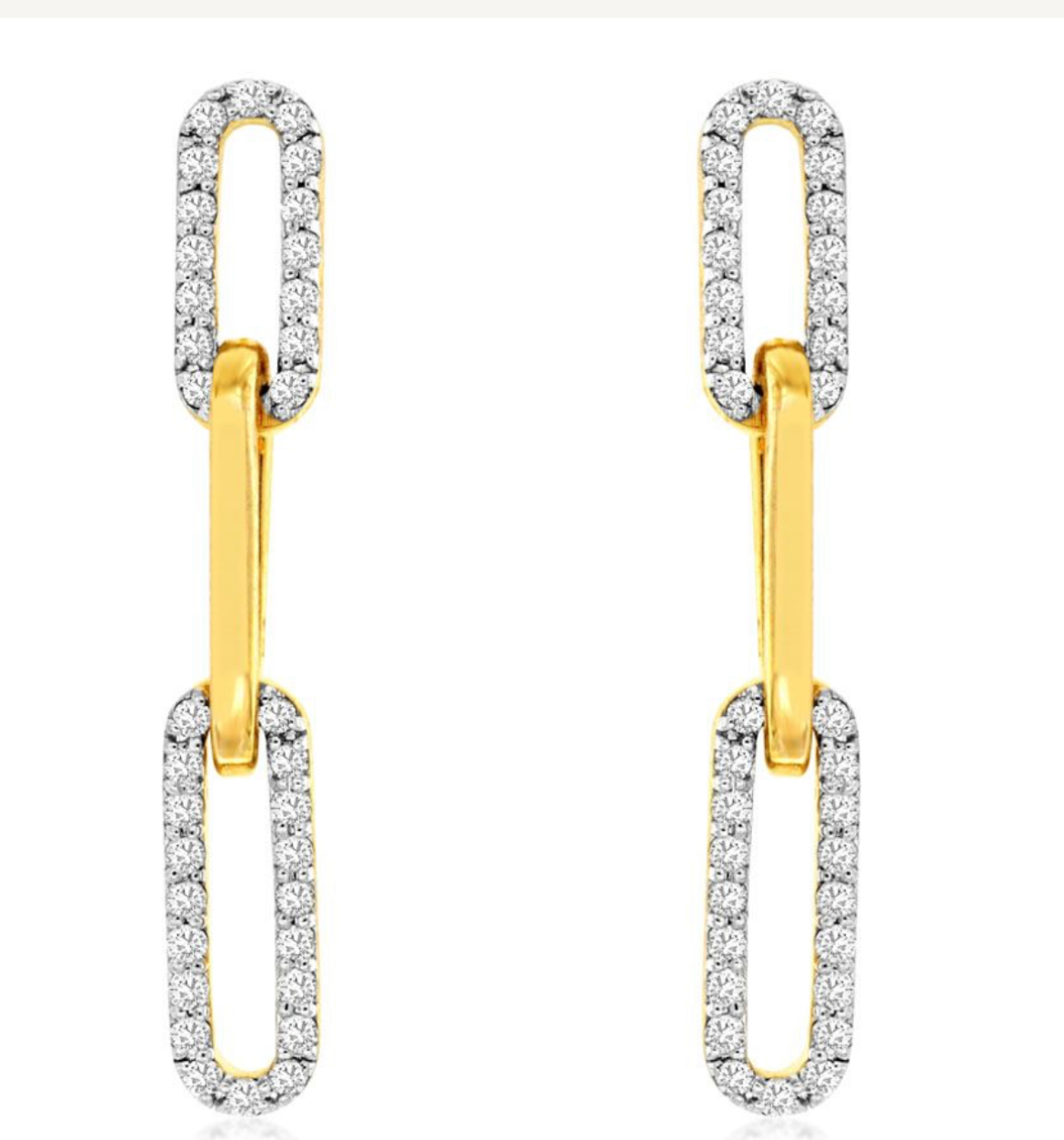 Gold and Diamond Paperclip Earrings