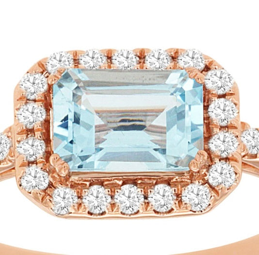 Rose Gold Aquamarine Ring