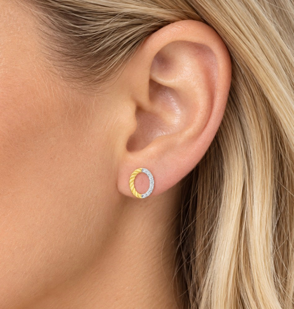 Gold and Diamond Open Circle Studs