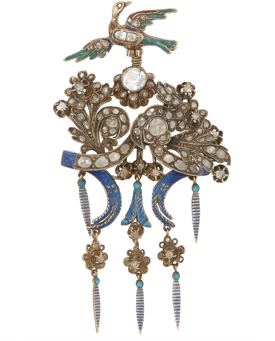 Vintage Enamel Bird Brooch