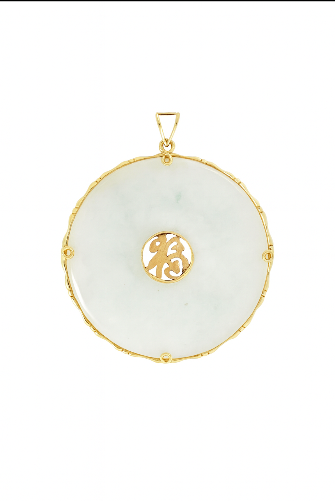 Jade Disc Pendant with Butterflies