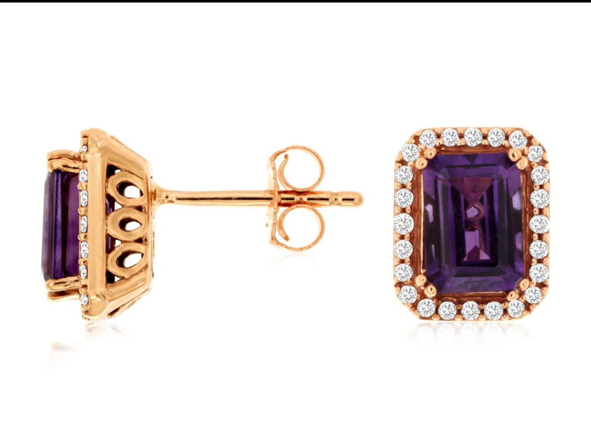 Amethyst and Diamond Earrings