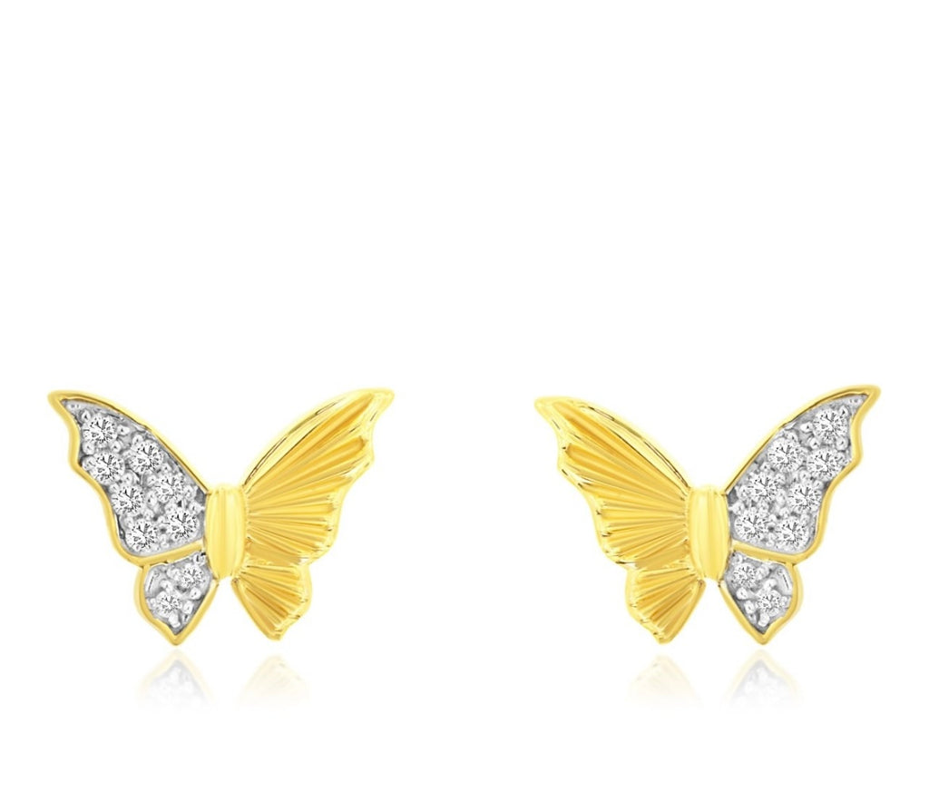 Gold and Diamond Butterfly Earrings