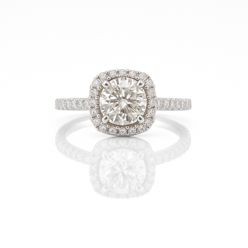 Diamond Engagenent  Ring with diamond halo