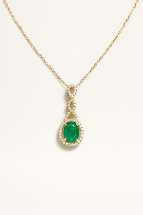Emerald Diamond Pendant Necklace