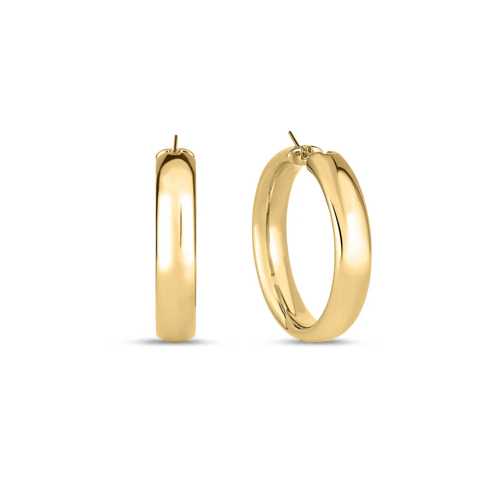 DESIGNER GOLD WIDE HOOP EARRINGS by Roberto Coin
