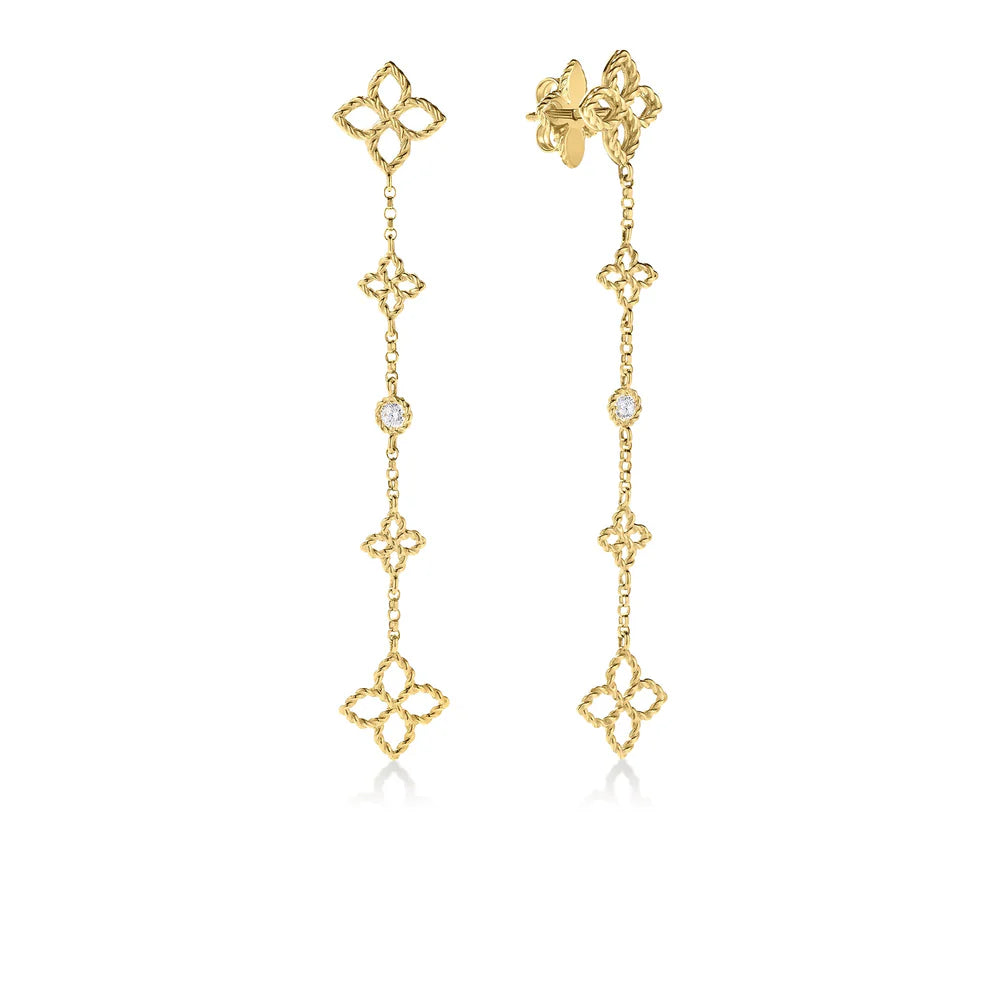 PRINCIPESSA DIAMOND AND FLOWER STATION DANGLE EARRINGS by Roberto Coin