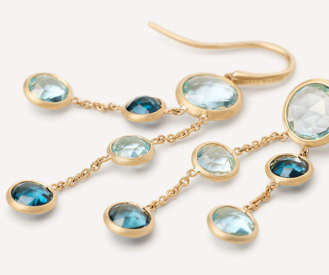 Jaipur Color: 18K Yellow Gold Mixed Topaz 2-Strand Earrings by Marco Bicego