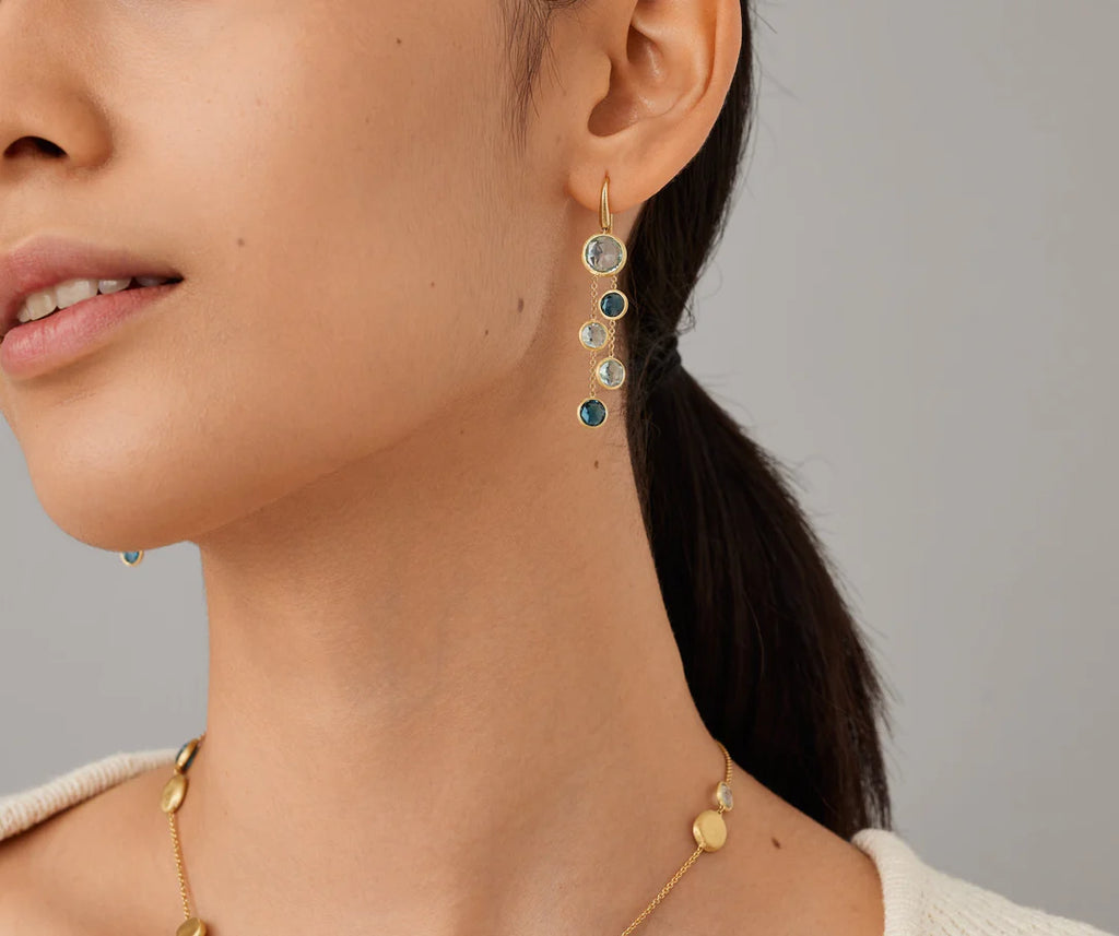 Jaipur Color: 18K Yellow Gold Mixed Topaz 2-Strand Earrings by Marco Bicego