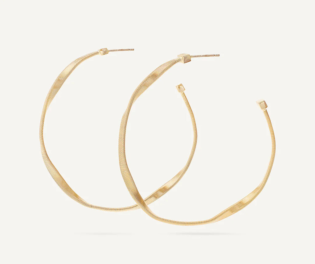 Marrakech: 18K Yellow Gold Twisted Medium Hoop Earrings by Marco Bicego