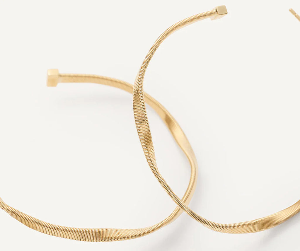 Marrakech: 18K Yellow Gold Twisted Medium Hoop Earrings by Marco Bicego