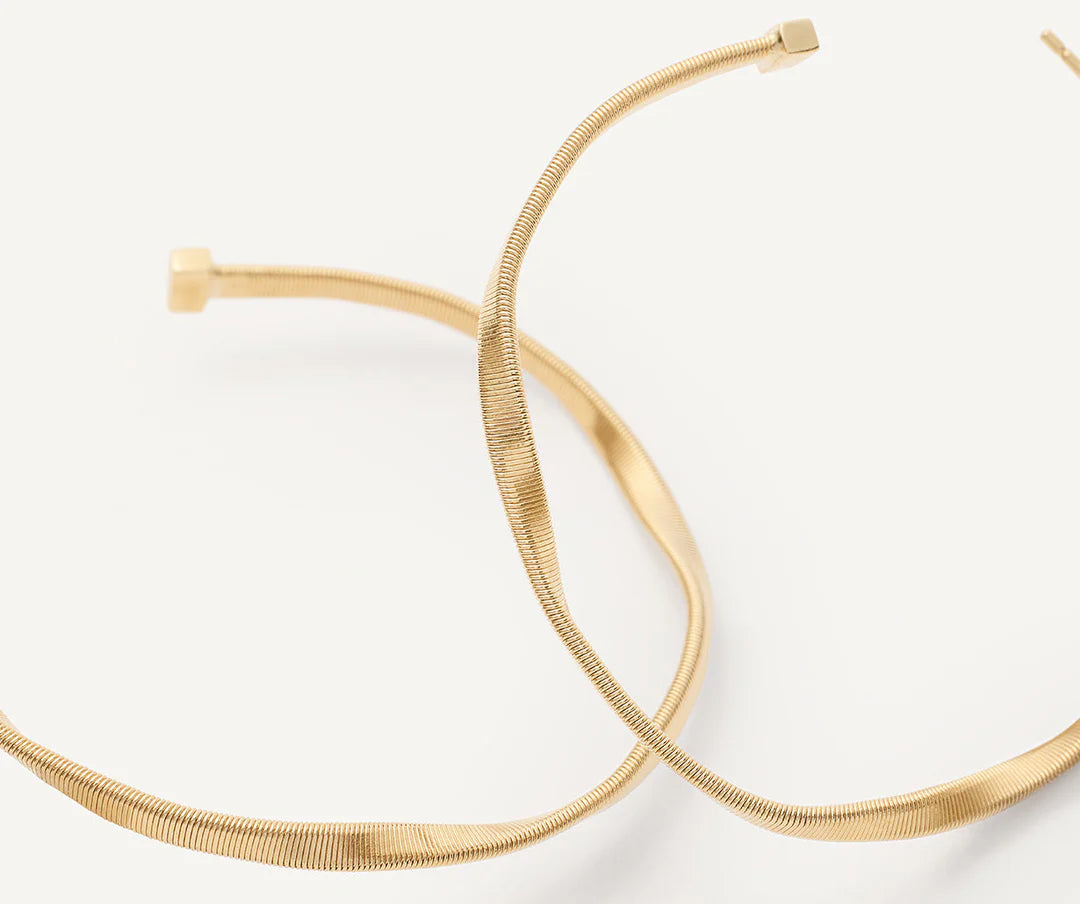 Marrakech: 18K Yellow Gold Twisted Medium Hoop Earrings by Marco Bicego