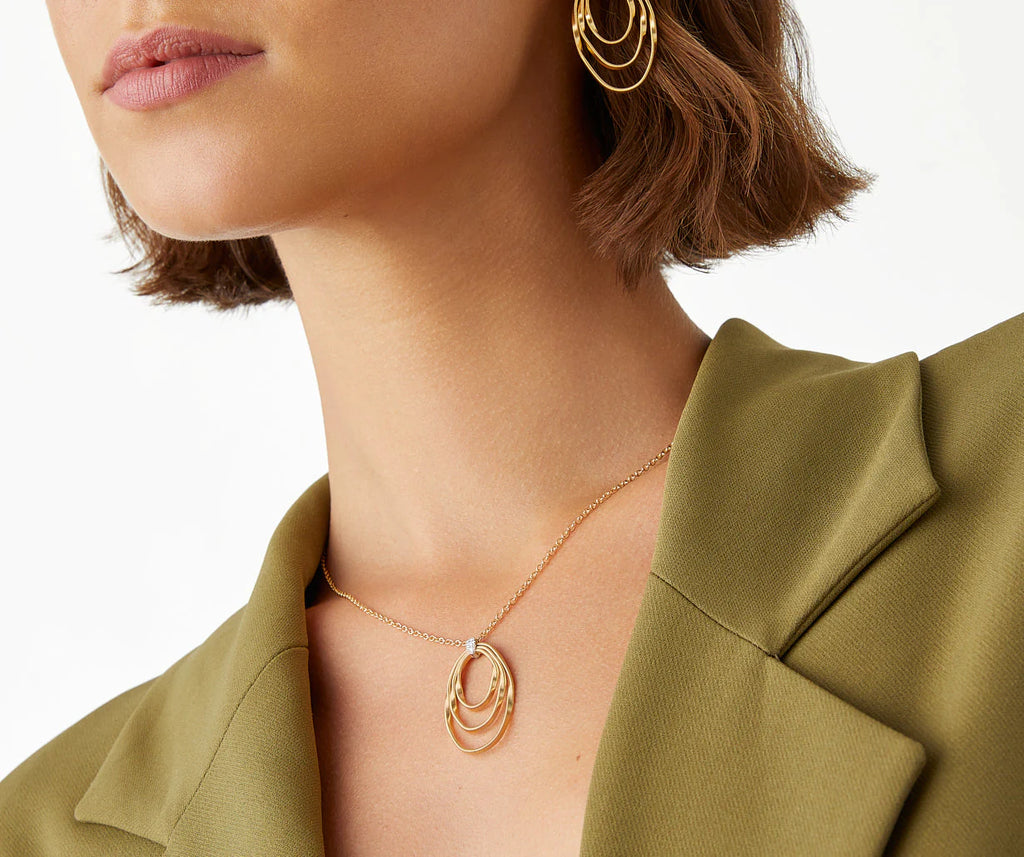 MARRAKECH ONDE  18K Yellow Gold and Diamond Concentric Pendant