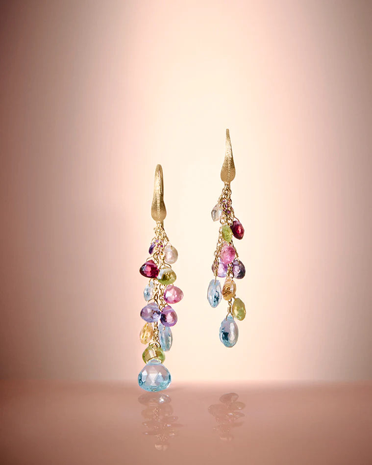 PARADISE  18K Yellow Gold Multi-Strand Gemstone Earrings