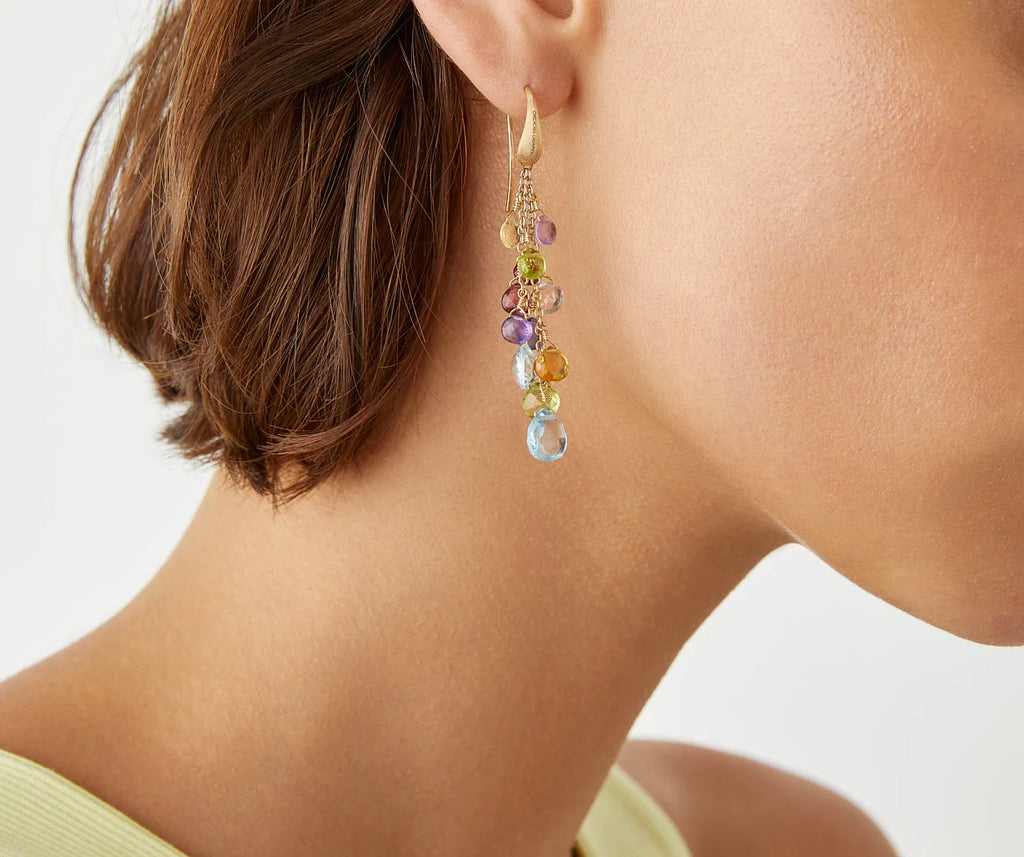 PARADISE  18K Yellow Gold Multi-Strand Gemstone Earrings