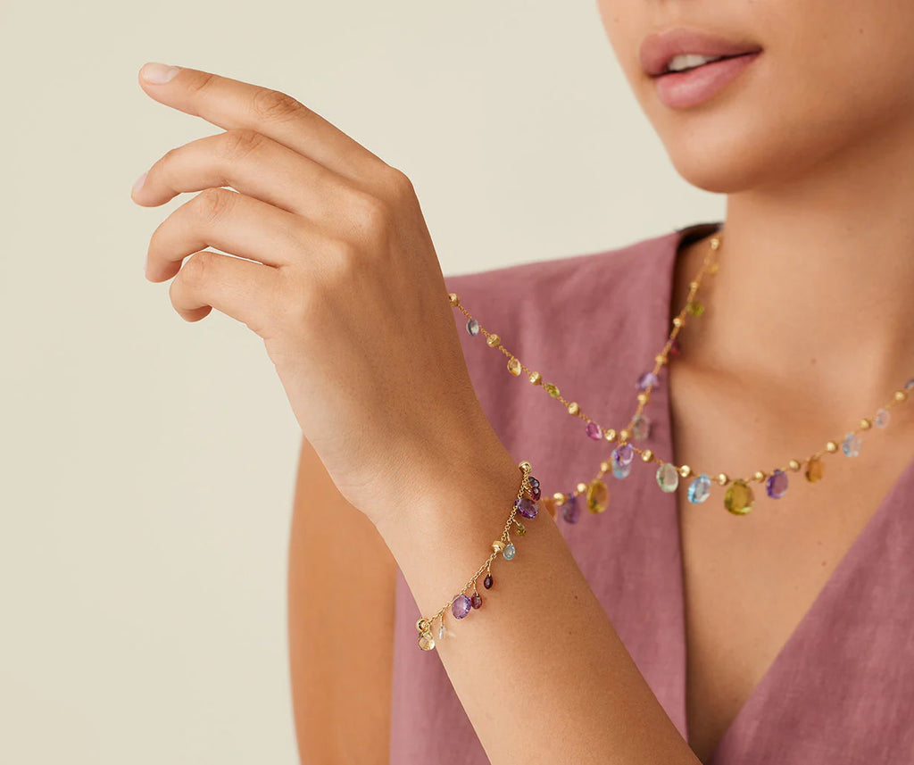 PARADISE  18K Yellow Gold Single-Strand Gemstone Bracelet, Amethyst Accents