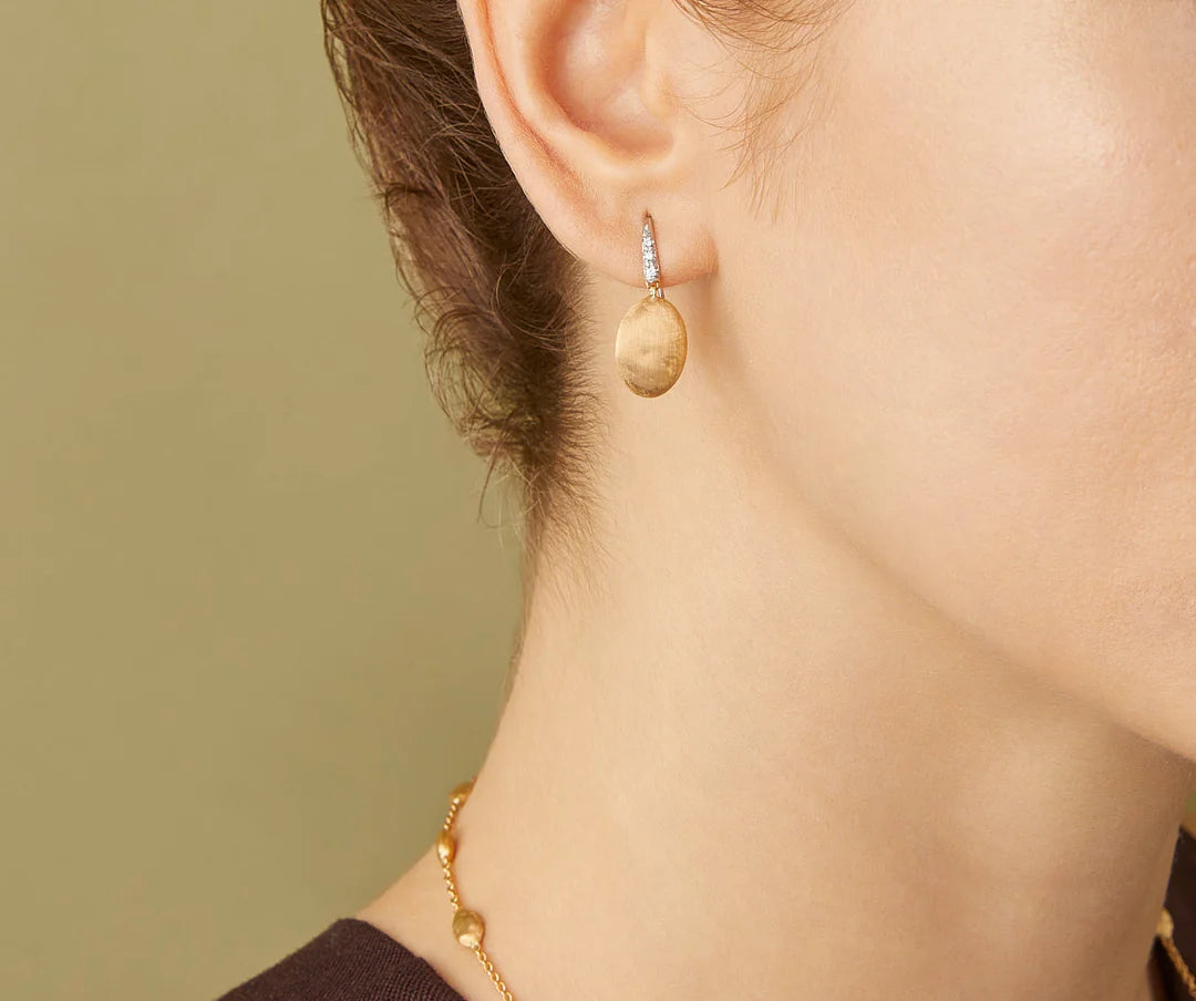 Siviglia: 18K Yellow Gold Drop Earrings with Diamonds by Marco Bicego