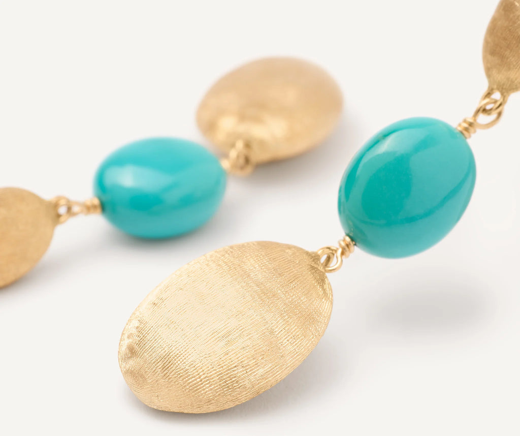 SIVIGLIA : 18K Yellow Gold Earrings with Turquoise