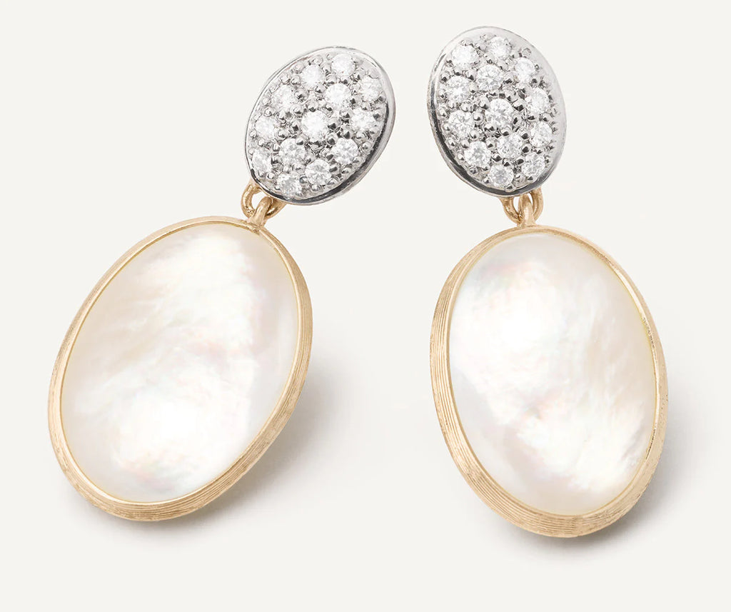 SIVIGLIA  18K Yellow Gold Mother of Pearl and Diamond Drop Earrings