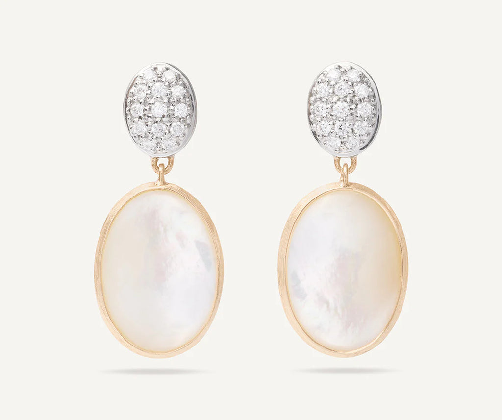 Siviglia: 18K Yellow Gold Mother of Pearl and Diamond Drop Earrings by Marco Bicego